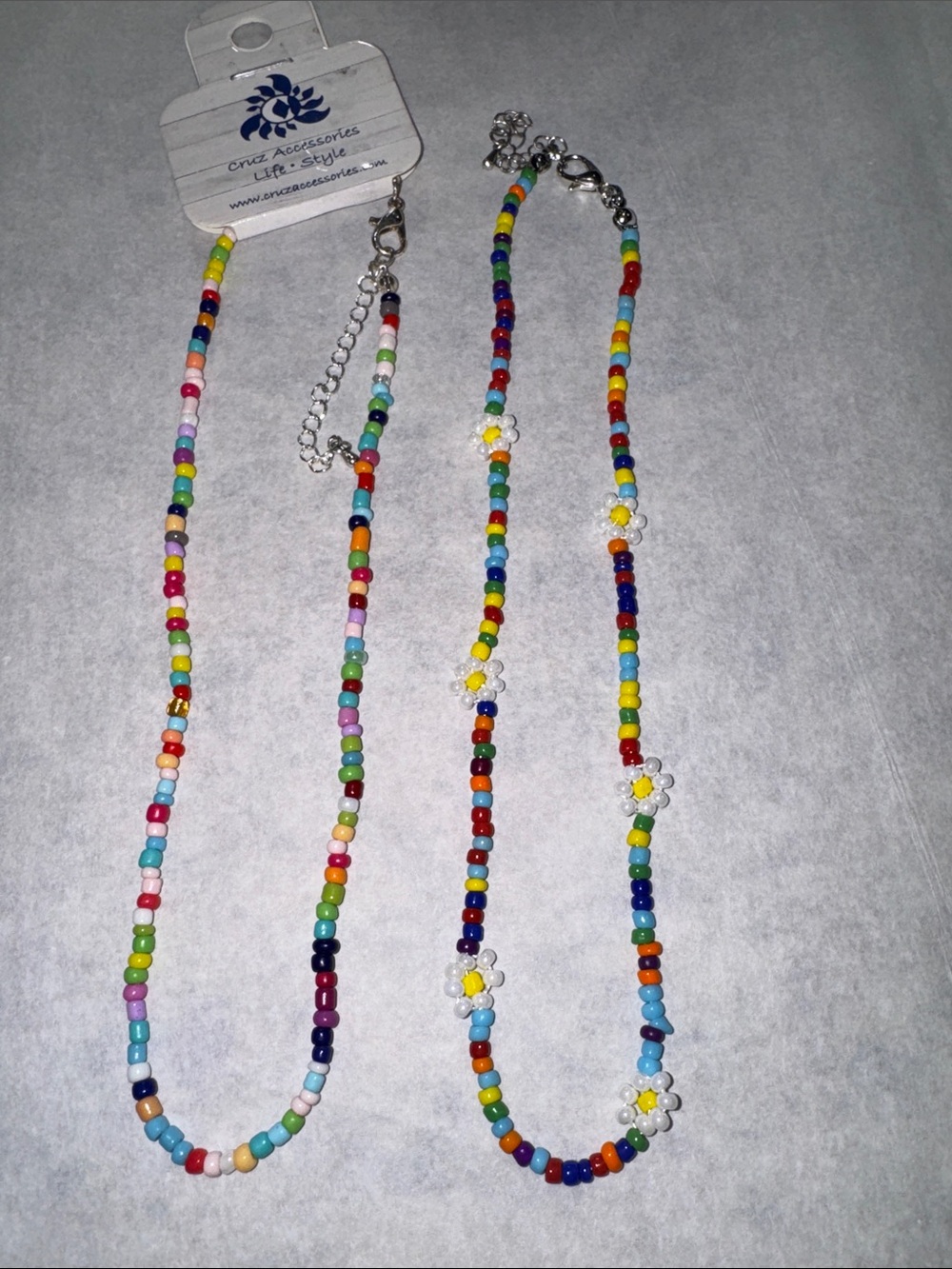 Two fun and colorful beaded beach necklaces.  NWT.